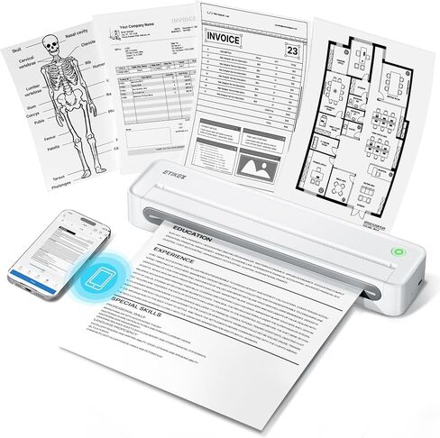 D90E Inkless Portable Thermal Printer for Travel – 8.5" x 11", White in Saudi Arabia