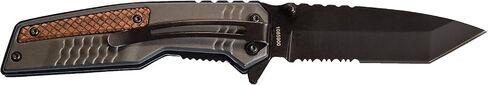 Smith & Wesson M&P Bodyguard 8.07in S.S Folding Knife with 3.5in Serrated Tanto Point Blade and Aluminum Handle for Outdoor, Tactical, Survival and EDC, Black/Wood in Saudi Arabia