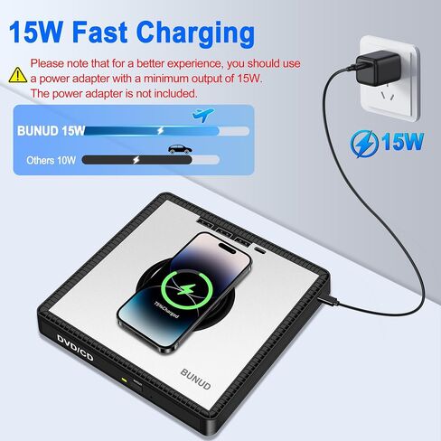 محرك أقراص CD/DVD خارجي BUNUD لأجهزة Apple: مشغل USB 3.0 USB-C DVD لأجهزة الكمبيوتر المحمول Windows 11 مع 3 فتحات USB وTF/SD محرك أقراص محمول نحيف مع شاحن سريع 15 وات USB Superdrive لأجهزة Mac Macbook PC in Kuwait