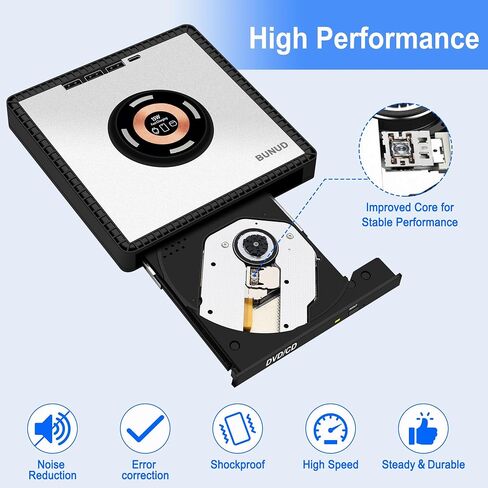 محرك أقراص CD/DVD خارجي BUNUD لأجهزة Apple: مشغل USB 3.0 USB-C DVD لأجهزة الكمبيوتر المحمول Windows 11 مع 3 فتحات USB وTF/SD محرك أقراص محمول نحيف مع شاحن سريع 15 وات USB Superdrive لأجهزة Mac Macbook PC in Kuwait