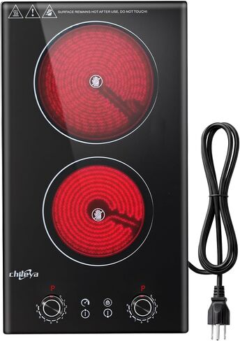2 Burner Electric Cooktop, 120V 2400W Plug-in Portable Infrared Hot Plate in Saudi Arabia