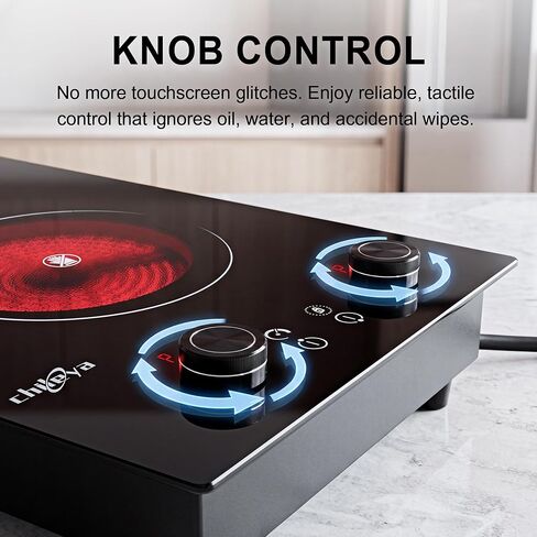 2 Burner Electric Cooktop, 120V 2400W Plug-in Portable Infrared Hot Plate in Saudi Arabia