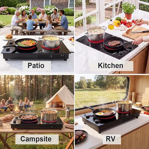 2 Burner Electric Cooktop, 120V 2400W Plug-in Portable Infrared Hot Plate in Saudi Arabia