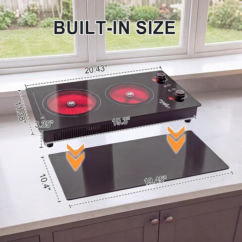 2 Burner Electric Cooktop, 120V 2400W Plug-in Portable Infrared Hot Plate in Saudi Arabia