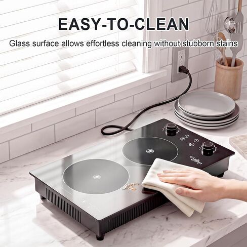 2 Burner Electric Cooktop, 120V 2400W Plug-in Portable Infrared Hot Plate in Saudi Arabia