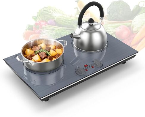 GIHETKUT Single Burner Electric Cooktop,1800W 110V Electric Stove Top with Knob Control, Portable Cooktop with 2 Handle,single burner electric stove with Double Ring Heating, 4 hours Timer in Saudi Arabia