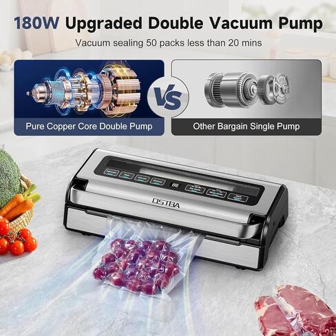 OSTBA Vacuum Sealer Machine for Food 95kPa Powerful Suction 180W Dual Pump in Kuwait