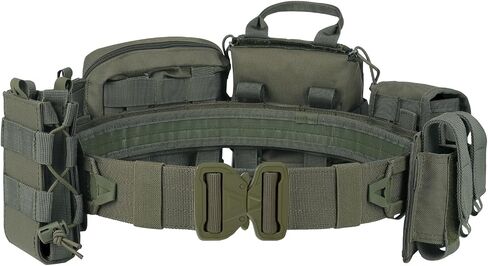 Tactical Belt Battle Law Enforcement Molle Airsoft Duty Belt Quick-Release with Pouches 8 in 1 (Black) in Saudi Arabia