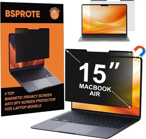 Magnetic Privacy Screen for MacBook Air 15 Inch (2023-2026, M2, M3, M4, M5), Removable Reduce Eye Strain Laptop Privacy Screen Shield and Anti Scratch Protector for Mac 15.3in in Saudi Arabia