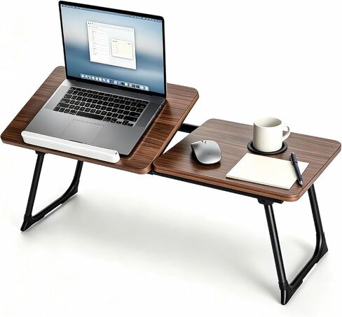 28.7" Extra Wide Lap Desk & Bed Desk - Foldable Laptop Bed Tray Table for Adults, Large Bed Trays for Eating and Laptops, Portable Floor Desk with Cup & Phone Holder for Couch, Working, Craftin in Kuwait