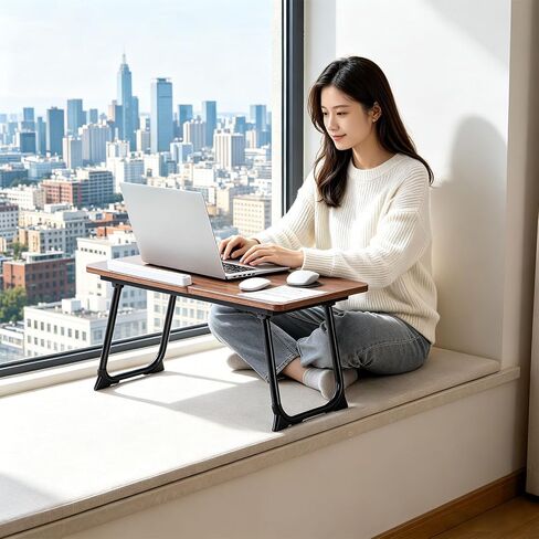28.7" Extra Wide Lap Desk & Bed Desk - Foldable Laptop Bed Tray Table for Adults, Large Bed Trays for Eating and Laptops, Portable Floor Desk with Cup & Phone Holder for Couch, Working, Craftin in Kuwait