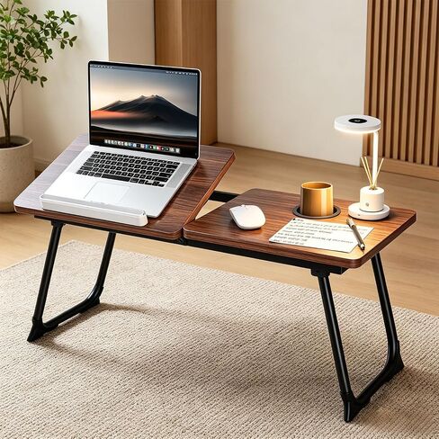28.7" Extra Wide Lap Desk & Bed Desk - Foldable Laptop Bed Tray Table for Adults, Large Bed Trays for Eating and Laptops, Portable Floor Desk with Cup & Phone Holder for Couch, Working, Craftin in Kuwait