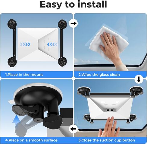 لحامل Starlink Mini Mount، لحامل Starlink Mini Suction Cup لنافذة فتحة سقف السيارة، قاعدة فراغ قوية، إشارة مستقرة، تركيب خالي من الأدوات، لملحقات Starlink Mini للسيارات والمركبات الترفيهية والقوارب، أسود in Kuwait