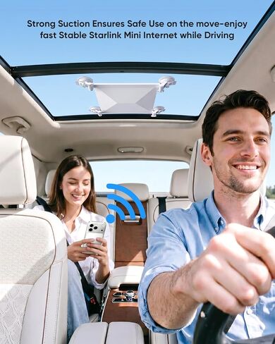 Starlink Mini Suction Cup Mount, Strong Grip Anti-Shake Vibration-Proof, 3s No-Tool Install, Scratch-Resistant, Stable Satellite Signal, Fits Car Sunroof/Window/RV/Boat/Road Trips in Kuwait