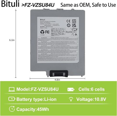 FZ-VZSU84U FZ-VZSU84AU Laptop Battery Replacement for Panasonic Toughpad FZ-G1 Series FZ-G1AABDXER FZ-VZSU84A2K FZ-VZSU84A2R FZ-VZSU84A2U FZ-VZSU84AK FZ-VZSU84AR FZ-VZSU84K FZ-VZSU89U in Saudi Arabia