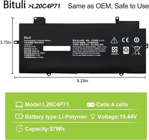 L20M4P71 Laptop Battery Compatible with Lenovo ThinkPad X1 Carbon 9th 10th Gen X1 Yoga 6th 7th Gen 2021 Series L20C4P71 L20D4P71 L20L4P71 SB10T83217 SB10T83216 SB10T83218 SB10T83215 in Saudi Arabia