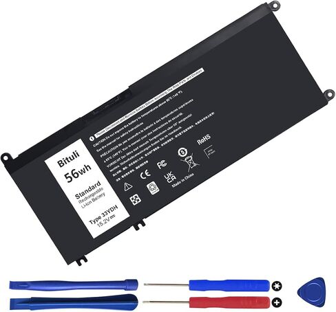33YDH Laptop Battery for Dell Inspiron 17 7000 7778 7779 7786 7773 15 7577 G3 3579 3779 G5 5587 G7 7588 Latitude 13 3380 14 3490 15 3590 3580 PVHT1 P30E 81PF3 081PF3 56WH in Saudi Arabia