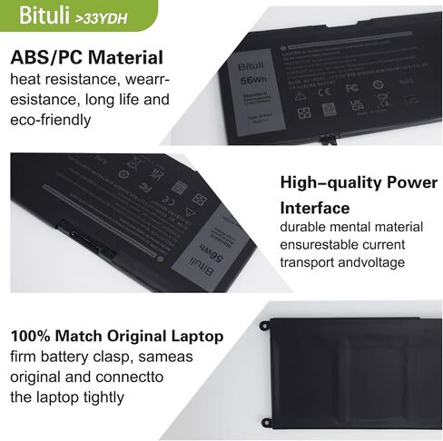 33YDH Laptop Battery for Dell Inspiron 17 7000 7778 7779 7786 7773 15 7577 G3 3579 3779 G5 5587 G7 7588 Latitude 13 3380 14 3490 15 3590 3580 PVHT1 P30E 81PF3 081PF3 56WH in Saudi Arabia