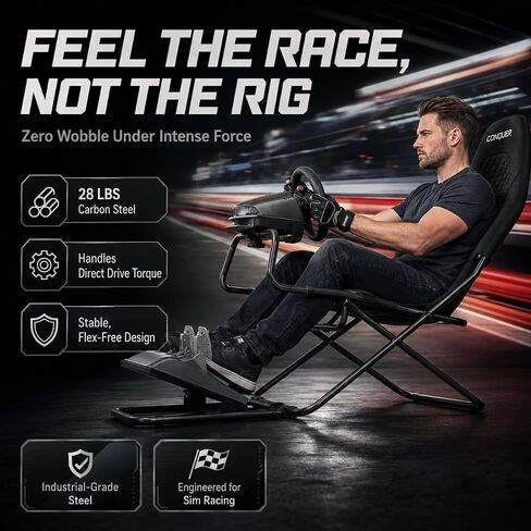 Conquer Racing Simulator for Logitec, Thrustmaster, Fanatec, Portable Folding Race Sim Cockpit for G920 G29 G923, T248X T248 T300 T150 458 TX Simagic Moza PS5 PS4 PC Xbox G Flight in Saudi Arabia