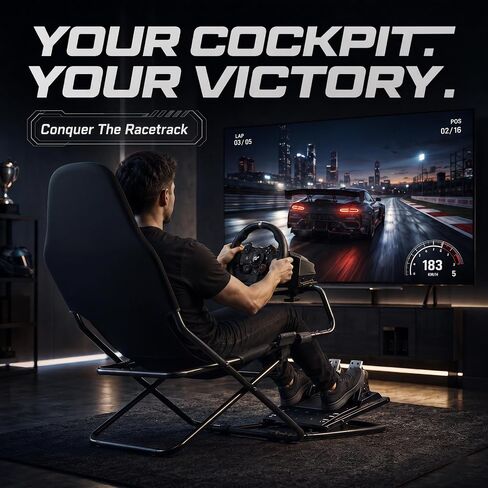 Conquer Racing Simulator for Logitec, Thrustmaster, Fanatec, Portable Folding Race Sim Cockpit for G920 G29 G923, T248X T248 T300 T150 458 TX Simagic Moza PS5 PS4 PC Xbox G Flight in Saudi Arabia