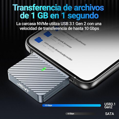حاوية JEYI خالية من الأسلاك M.2 2230 NVMe، محول SSD محمول USB-C بسرعة 10 جيجابت في الثانية in Kuwait