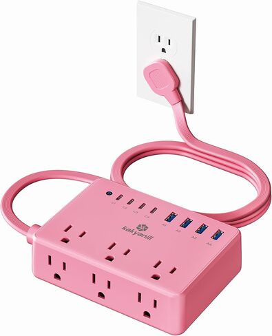 Kakyanill 8 USB Pink Power Strip with 6 AC(4 USB-C), 5 FT Extension Cord in Saudi Arabia