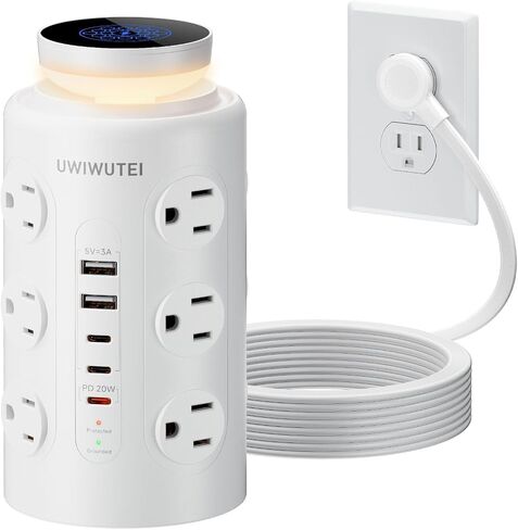 10FT Power Strip Tower Surge Protector,16 Wide‑Spaced Outlets & 5 USB Ports in Saudi Arabia