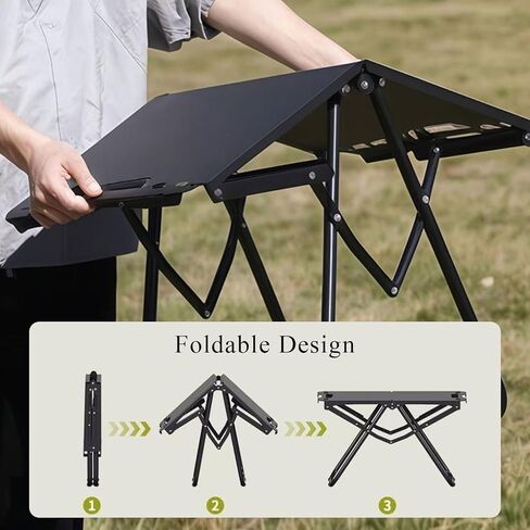 Portable Waterproof Foldable Outdoor Camping Table with Light Pole in Kuwait