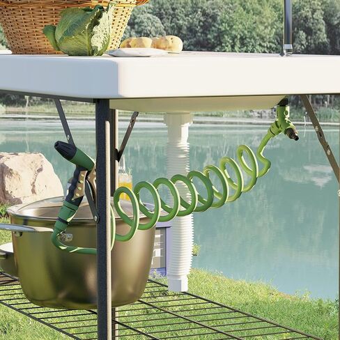 Outsunny Folding Fish Cleaning Table Portable Sink Station Faucet White in Saudi Arabia