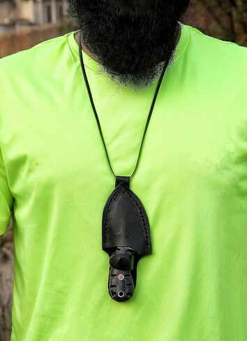 HotSteel Handmade Neck knife-Damascus Steel Full Tang knife 5'' Mini fixed blade knife-Bushcraft knife-Camping knife-Hunting knife with leather sheath (Damascus) in Saudi Arabia
