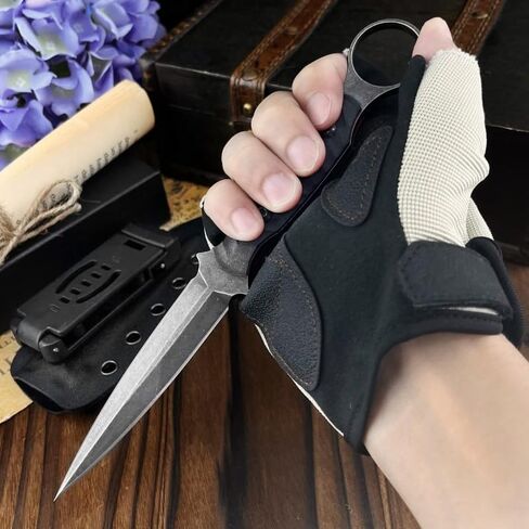 HUAAO Fixed Blade Knife with Kydex Sheath,Razor-Sharp D2 Steel Blade & G10 Handle,Full Tang EDC for Outdoor, Camping, Hiking,Fishing,Gifts for Men in Saudi Arabia