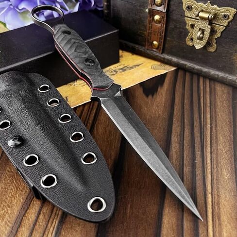 HUAAO Fixed Blade Knife with Kydex Sheath,Razor-Sharp D2 Steel Blade & G10 Handle,Full Tang EDC for Outdoor, Camping, Hiking,Fishing,Gifts for Men in Saudi Arabia