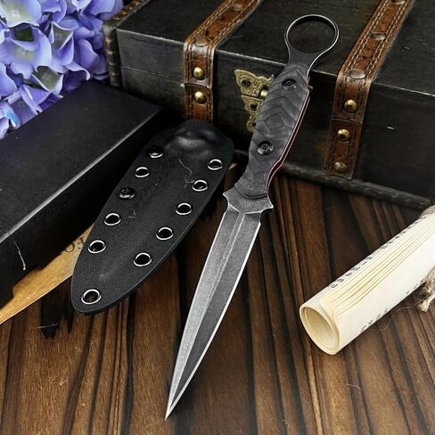 HUAAO Fixed Blade Knife with Kydex Sheath,Razor-Sharp D2 Steel Blade & G10 Handle,Full Tang EDC for Outdoor, Camping, Hiking,Fishing,Gifts for Men in Saudi Arabia
