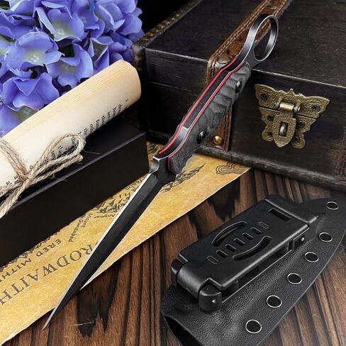 HUAAO Fixed Blade Knife with Kydex Sheath,Razor-Sharp D2 Steel Blade & G10 Handle,Full Tang EDC for Outdoor, Camping, Hiking,Fishing,Gifts for Men in Saudi Arabia