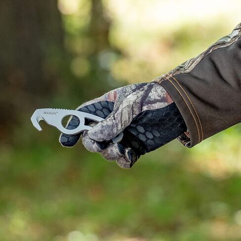 Maxam Gut Hook & Sheath - Hunting Knife for Gutting & Skinning Deer, Elk, Hogs, Cutting Fishing Lines, Lift Hot Grates - Stainless Steel Blade with Pouch - Outdoor Survival Gear for Hunters - 5-inch in Kuwait