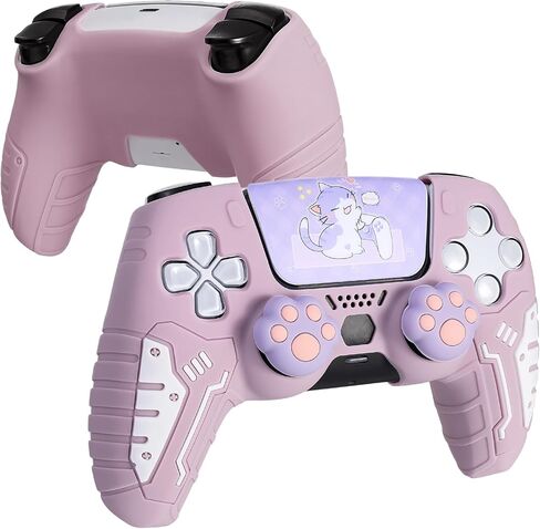 DLseego Protective Cover for PS5 Controller, Soft Silicone Ergonomic Anti-Slip Controller Case Skin with 2 PCS Thumb Stick Grip Caps and 1 PCS Touch Pad Sticker- Purple in Kuwait