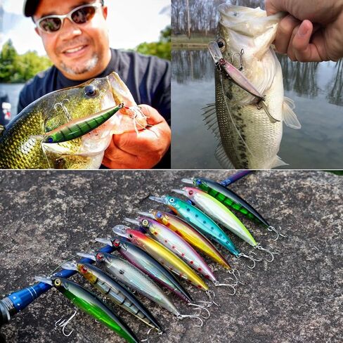 Sougayilang Minnow Fishing Lures Crankbaits Set Fishing Hard Baits Swimbaits Boat Topwater Lures for Trout Bass Perch Fishing in Saudi Arabia