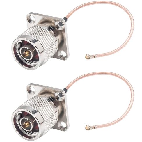 onelinkmore U.FL to N Male Pigtail RG178 10cm 50ohm 4-Hole Flange 2-Pack in Kuwait