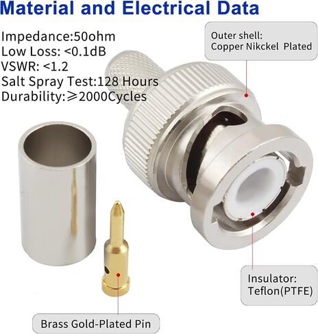 BNC Male Q9 Plug Crimp for RG8X RG-8X Mini-RG8 LMR240 Coax Cable in Saudi Arabia