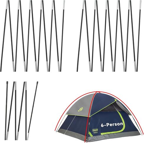 Upgraded 3 PCS Replacement Tent Poles for Coleman 6 Person Sundome Camping Tent, Camping Tent Accessories for Coleman Camping Tent, Pre-Assembled Fiberglass Replacement Pole Set in Saudi Arabia