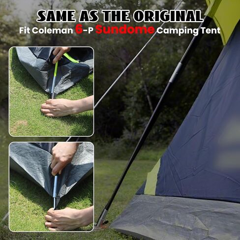 Upgraded 3 PCS Replacement Tent Poles for Coleman 6 Person Sundome Camping Tent, Camping Tent Accessories for Coleman Camping Tent, Pre-Assembled Fiberglass Replacement Pole Set in Saudi Arabia