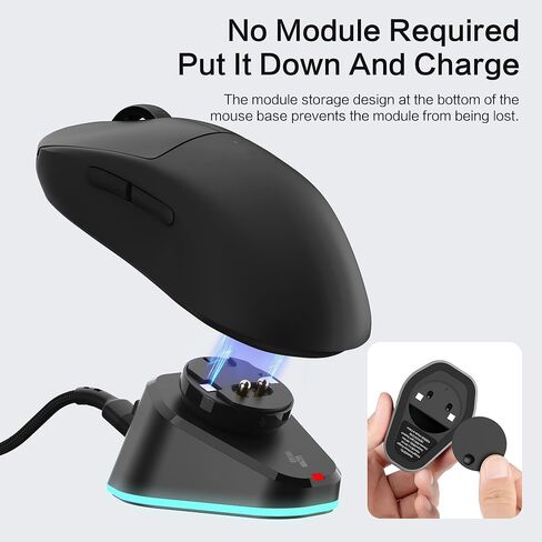 MOSHOU Charging Dock for Logitech Mouse G PRO X Superlight 2/1,G PRO X2 SUPERSTRIKE,G502/G502 X Lightspeed,G502 X Plus,G703/G903 Lightspeed,RGB Light,Computer Mice Powerplay Charging System(Black) in Saudi Arabia