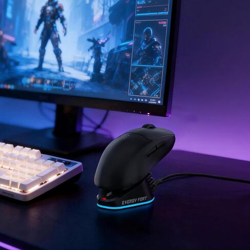 MOSHOU Charging Dock for Logitech Mouse G PRO X Superlight 2/1,G PRO X2 SUPERSTRIKE,G502/G502 X Lightspeed,G502 X Plus,G703/G903 Lightspeed,RGB Light,Computer Mice Powerplay Charging System(Black) in Saudi Arabia