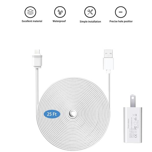 25ft/7.6m Weatherproof Outdoor Charging Micro-USB Head Cable for SimpliSafe Outdoor Security Camera Only (1) in Kuwait