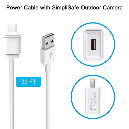 25ft/7.6m Weatherproof Outdoor Charging Micro-USB Head Cable for SimpliSafe Outdoor Security Camera Only (1) in Kuwait