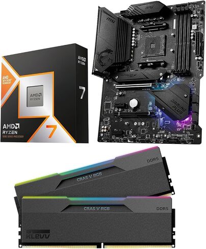 Micro Center 3-in-1 Combo: AMD Ryzen 7 9850X3D CPU Processor with ASUS TUF Gaming B850-E WiFi ATX Motherboard and KLEVV CRAS V RGB DDR5 32GB (2x16GB) 6000MHz Ram Memory Black in Saudi Arabia