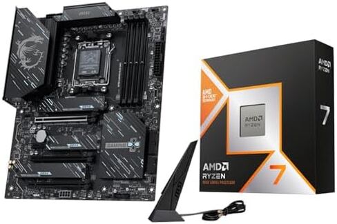 Micro Center CPU Motherboard Memory 3-in-1 Combo: AMD Ryzen 7 9800X3D CPU Processor with MSI X870E Gaming Plus WiFi Motherboard and KLEVV CRAS V RGB DDR5 32GB (2x16GB) 6000MHz CL30 Ram Memory Black in Saudi Arabia