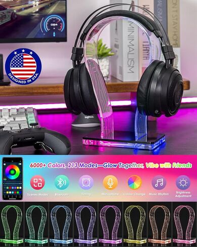 OAPRIRE Acrylic RGB Headphone Stand for Desk with Many Light Modes & Colors in Saudi Arabia