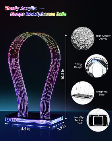 OAPRIRE Acrylic RGB Headphone Stand for Desk with Many Light Modes & Colors in Saudi Arabia