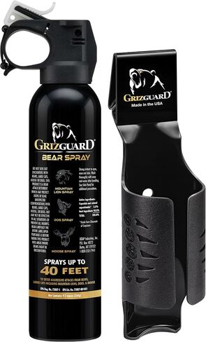 Griz Guard 260GG Bear, Mountain Lion, Coyote, Canine Dog, & Moose Deterrent 40 ft Fog Pepper Spray Self Defense Deterrent with Holster for Camping, Hiking, Fishing, Powerful Protection, 9.2 oz in Saudi Arabia